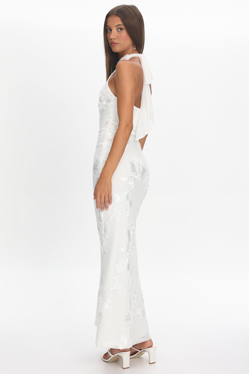 Shana Halterneck Maxi Dress Embellished White by Selfie Leslie Australia