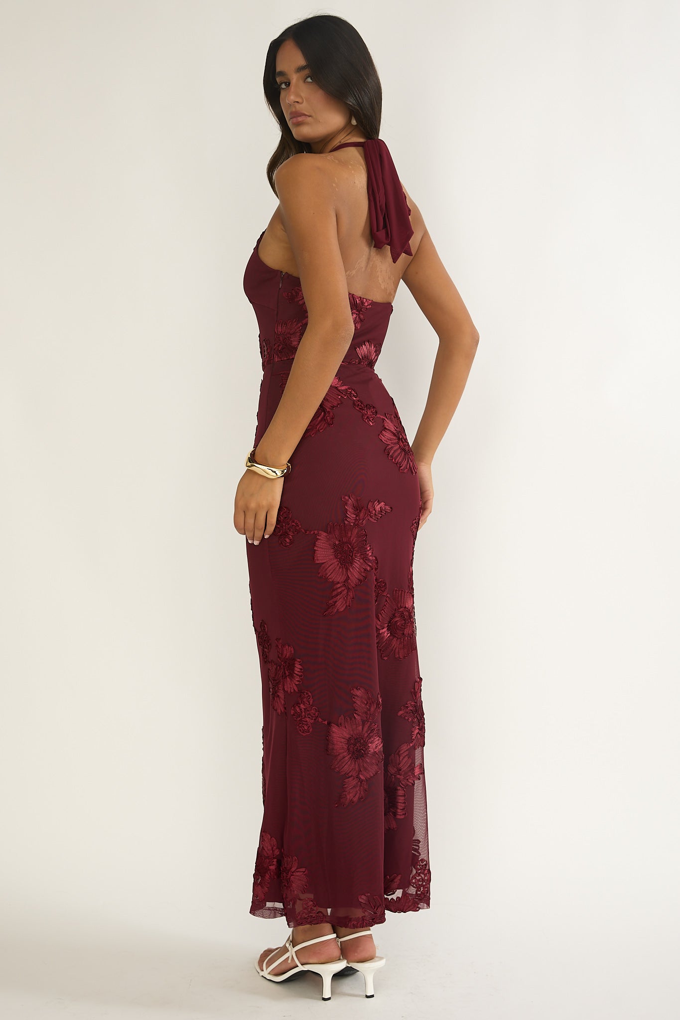 Shana Halterneck Maxi Dress Embellished Wine by Selfie Leslie Australia