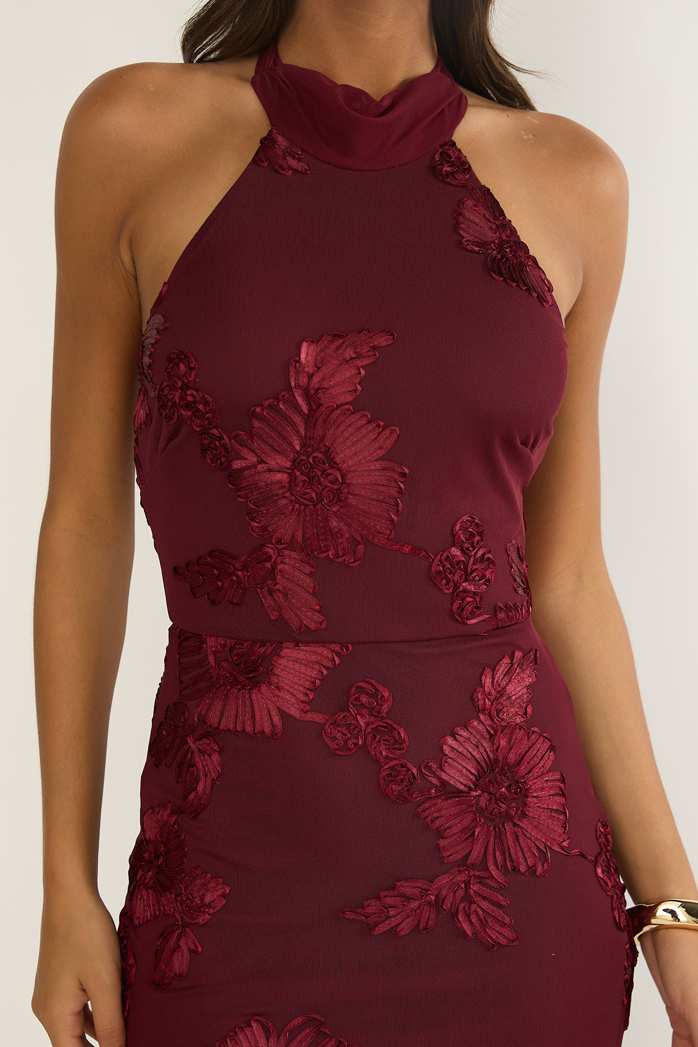 Shana Halterneck Maxi Dress Embellished Wine by Selfie Leslie Australia