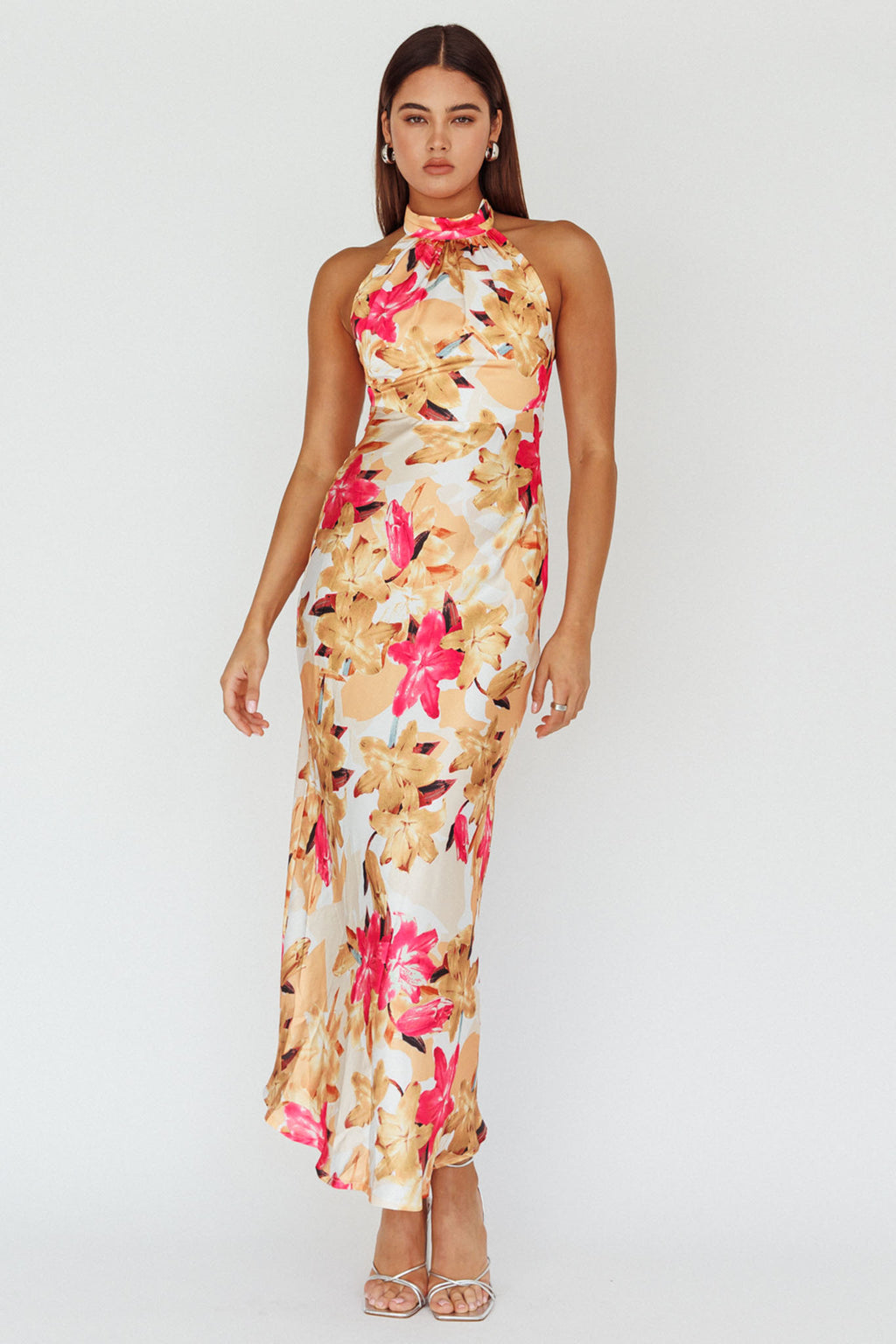 Shana Halterneck Maxi Dress Floral Pink by Selfie Leslie Australia
