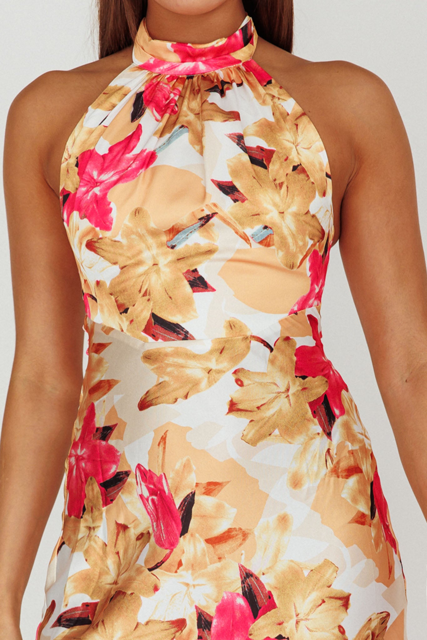 Shana Halterneck Maxi Dress Floral Pink by Selfie Leslie Australia