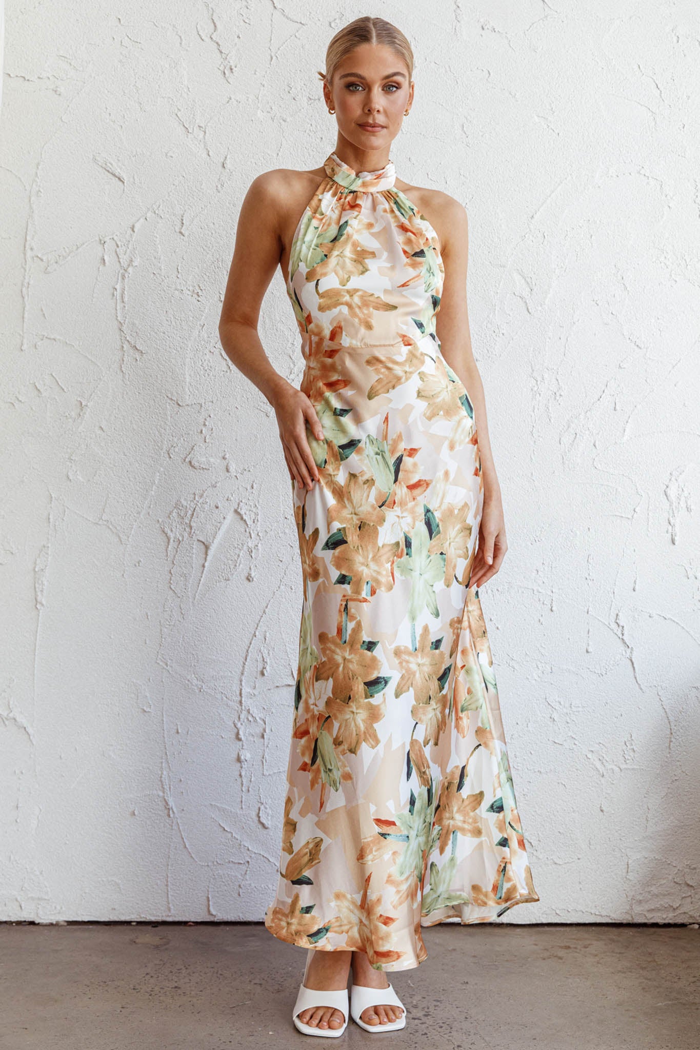 Shana Halterneck Maxi Dress Floral Yellow by Selfie Leslie Australia