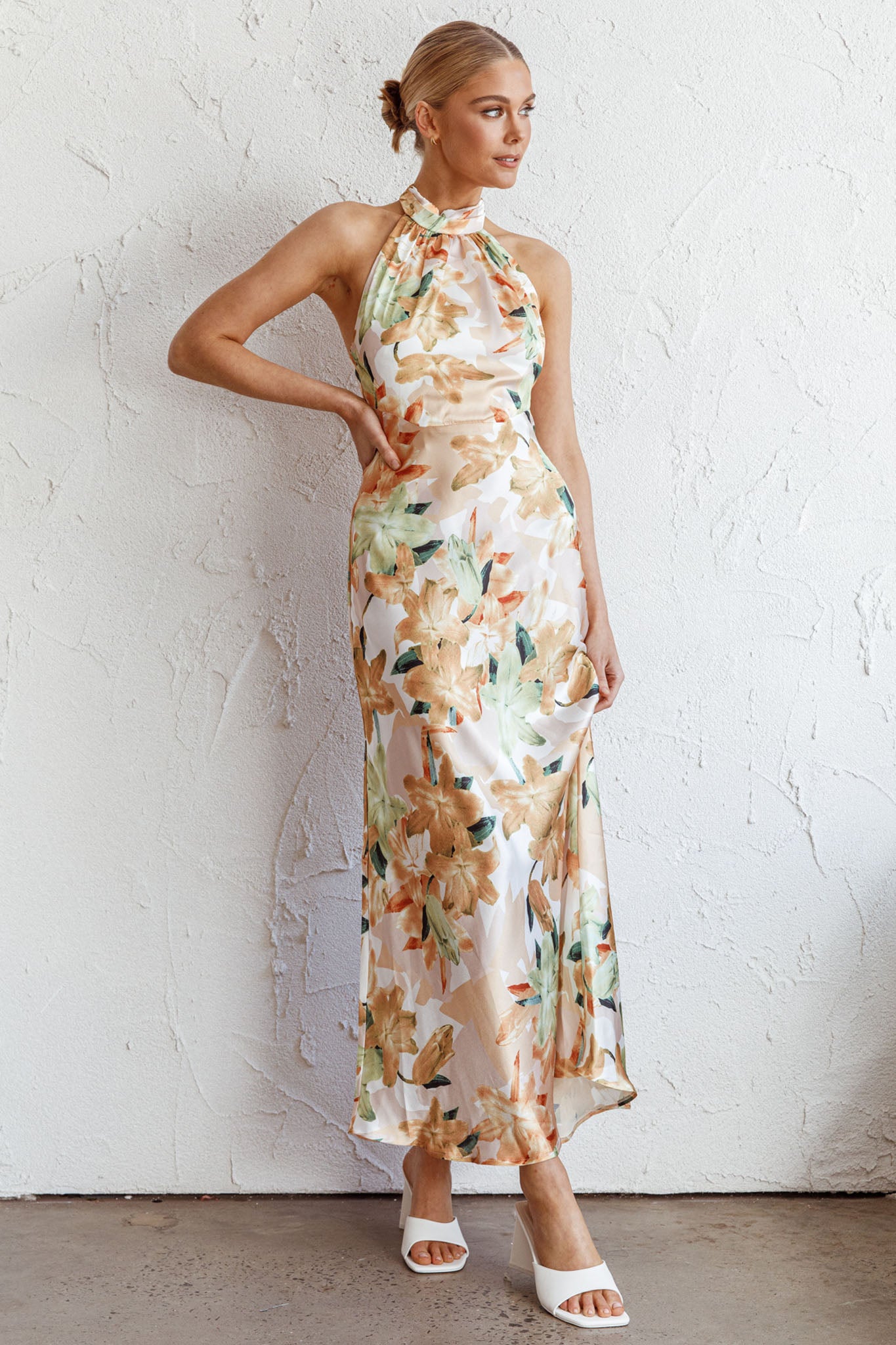 Shana Halterneck Maxi Dress Floral Yellow by Selfie Leslie Australia