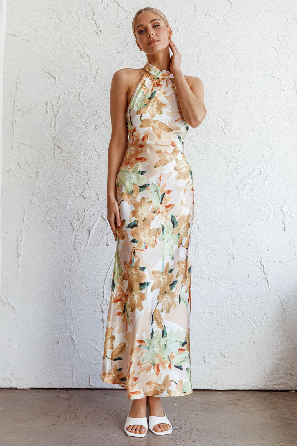 Shana Halterneck Maxi Dress Floral Yellow by Selfie Leslie Australia