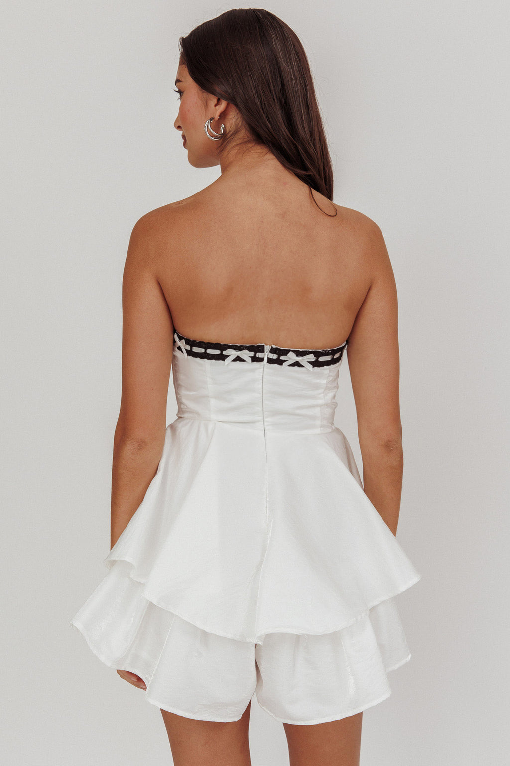 Paris Muse Ribbon Neckline Romper White by Selfie Leslie Australia