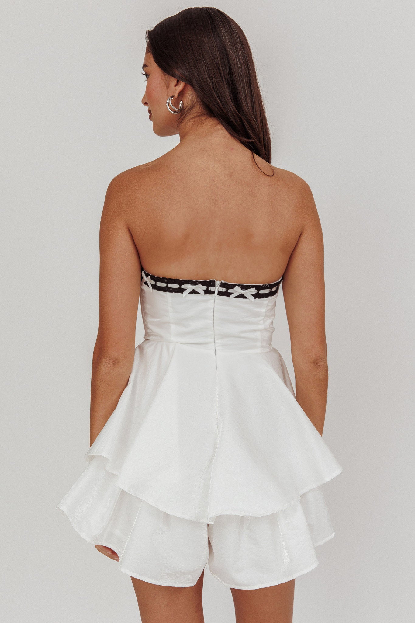 Paris Muse Ribbon Neckline Romper White by Selfie Leslie Australia