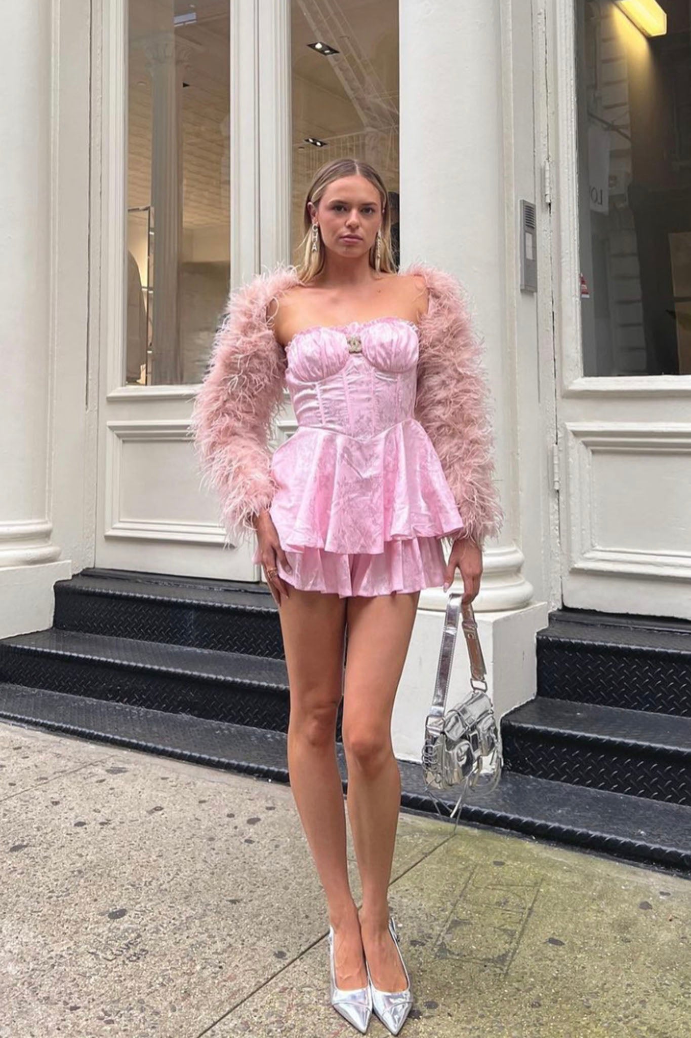 Paris Muse Gathered Bust Romper Pink by Selfie Leslie Australia