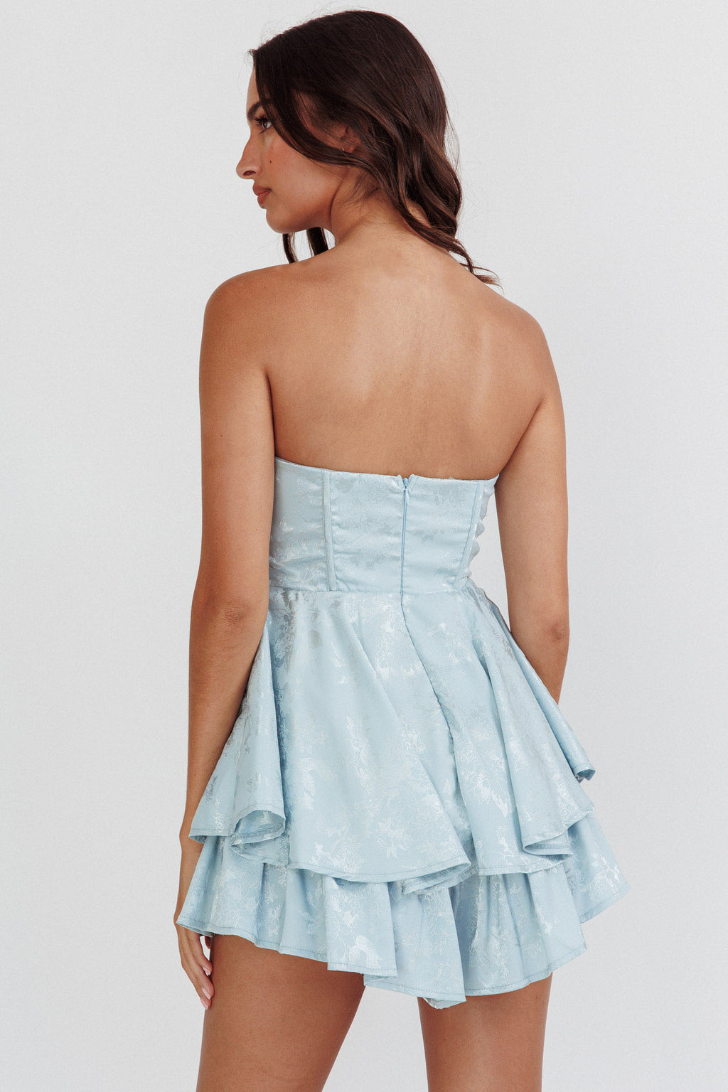 Paris Muse Gathered Bust Romper Baby Blue by Selfie Leslie Australia