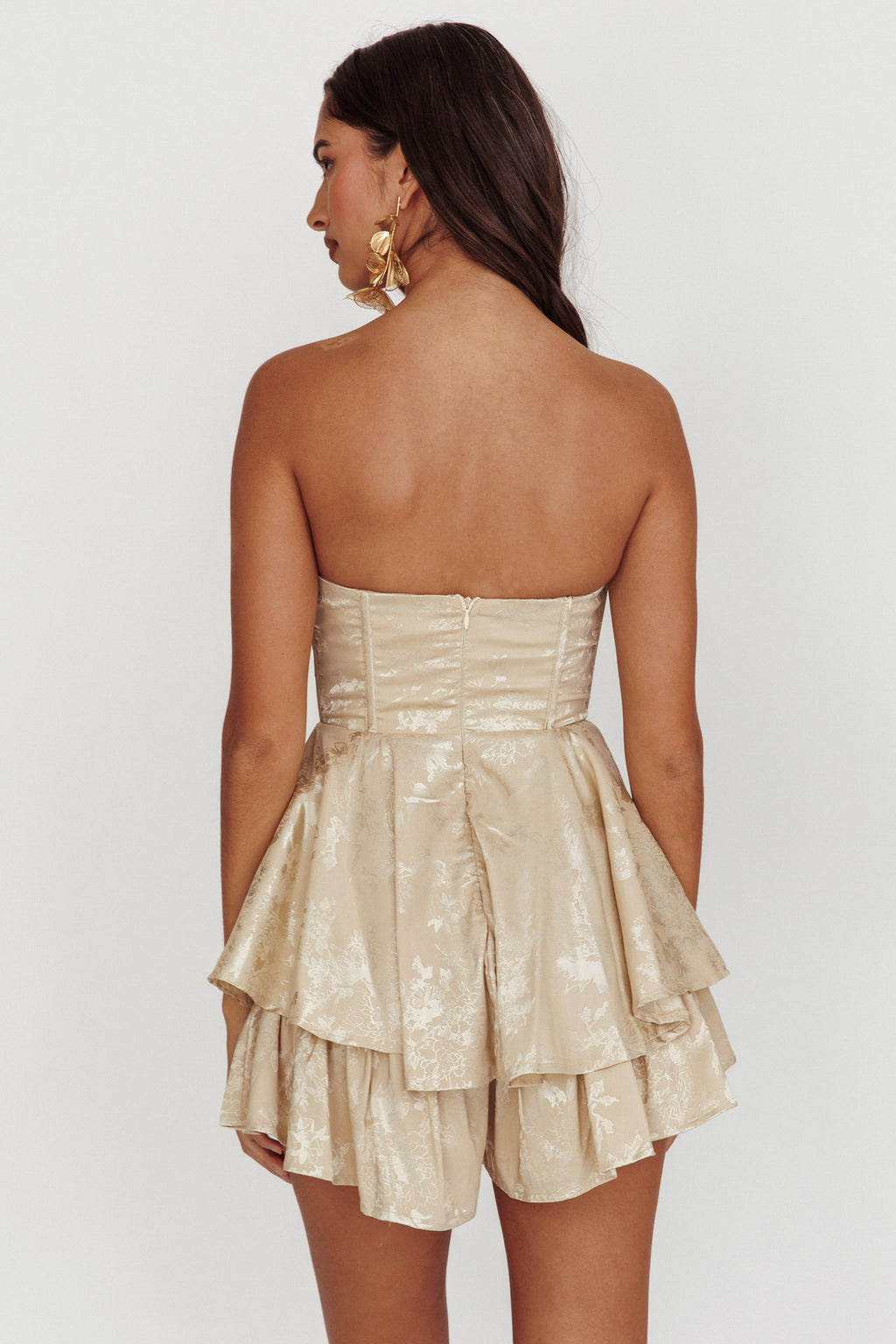 Paris Muse Gathered Bust Romper Champagne by Selfie Leslie Australia