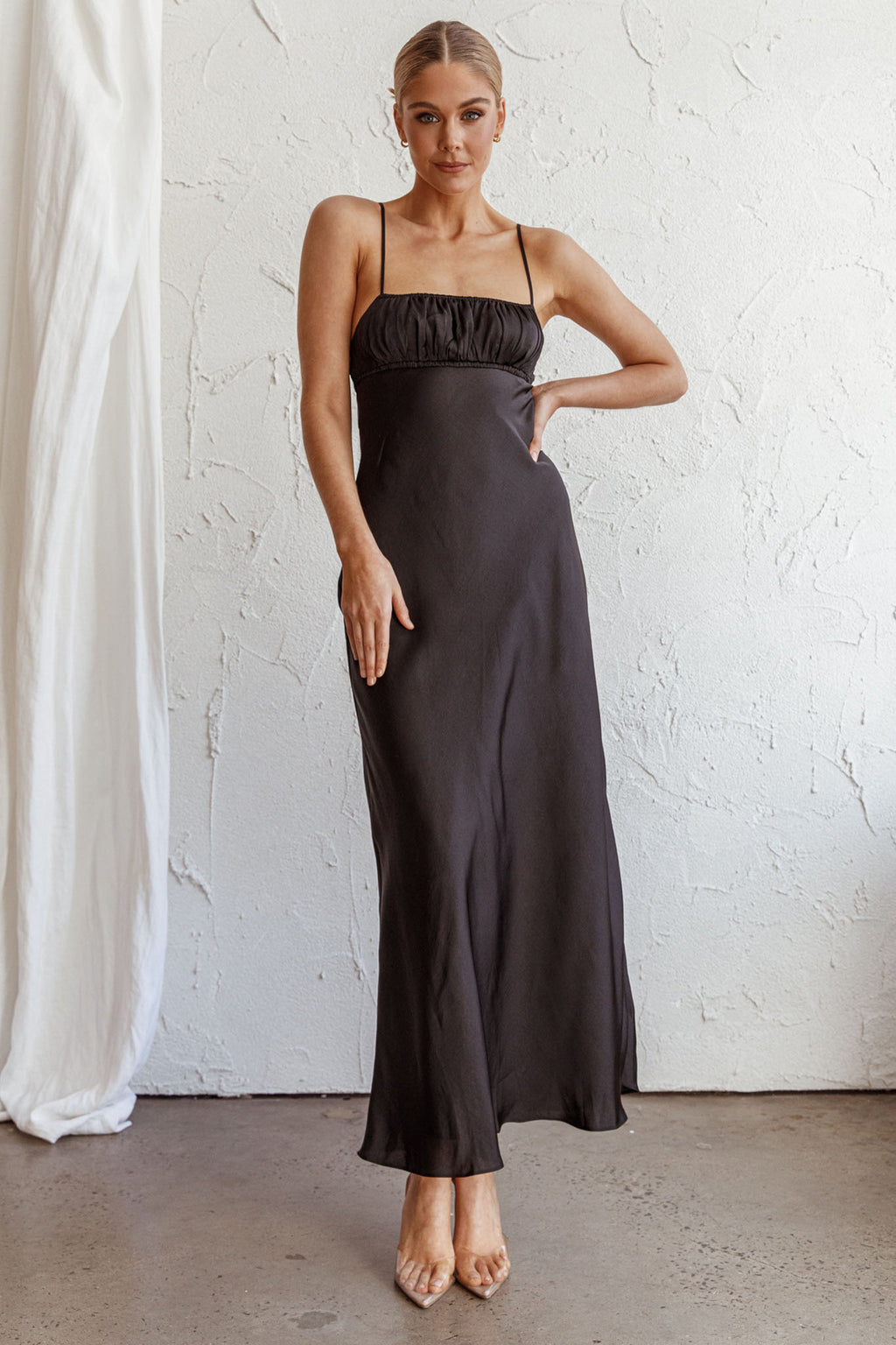 From Above V-Back Midi Dress Black by Selfie Leslie Australia