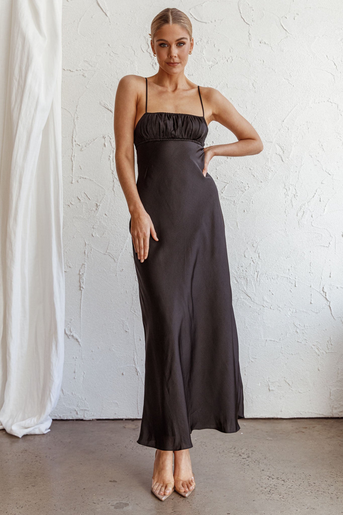 From Above V-Back Midi Dress Black by Selfie Leslie Australia
