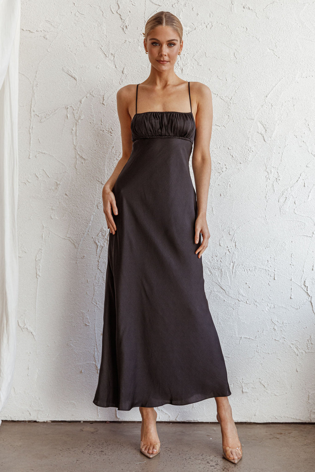 From Above V-Back Midi Dress Black by Selfie Leslie Australia