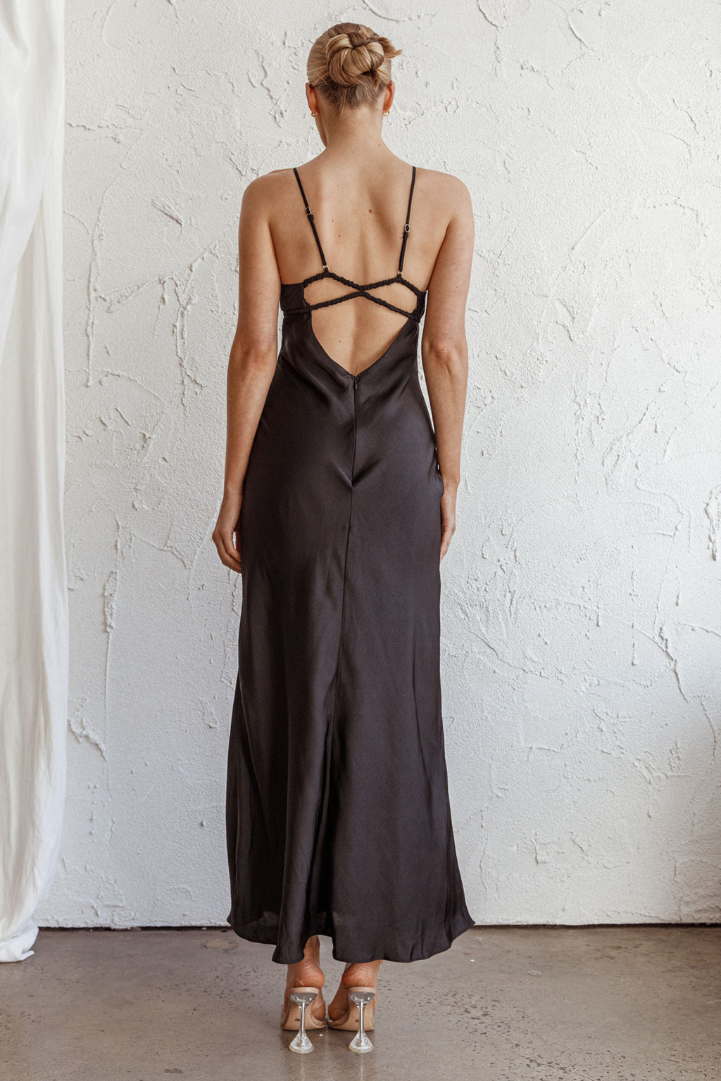From Above V-Back Midi Dress Black by Selfie Leslie Australia