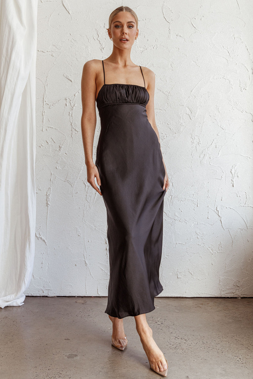 From Above V-Back Midi Dress Black by Selfie Leslie Australia