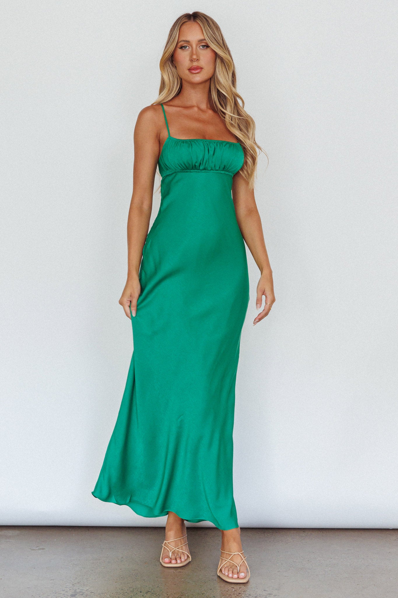 From Above V-Back Midi Dress Forest Green by Selfie Leslie Australia