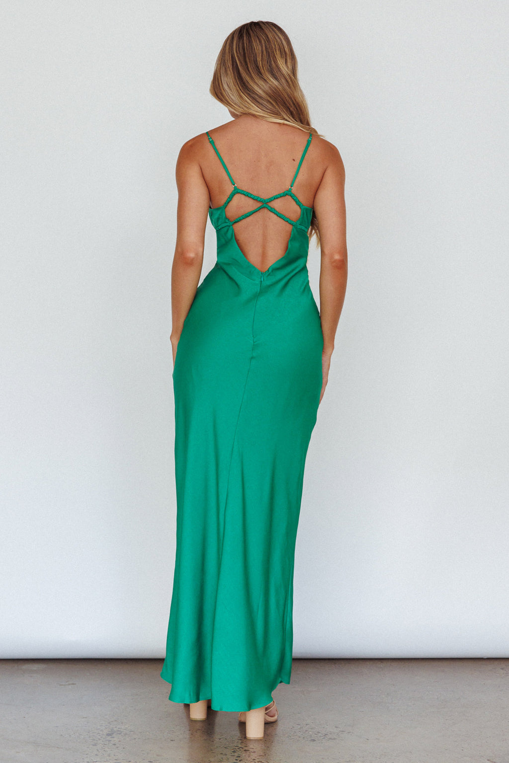 From Above V-Back Midi Dress Forest Green by Selfie Leslie Australia