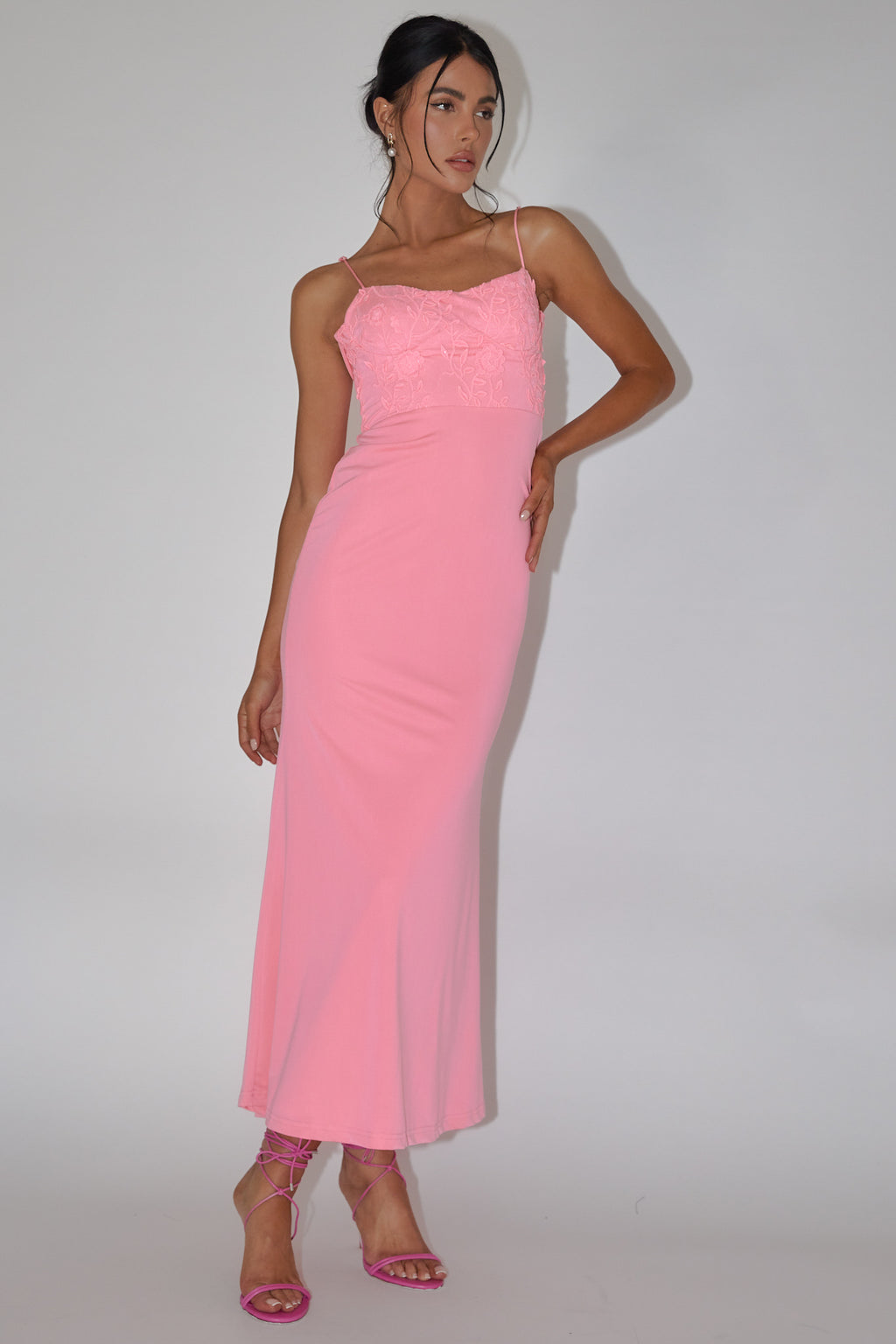Likita Floral Applique Bodice Maxi Dress Pink by Selfie Leslie Australia
