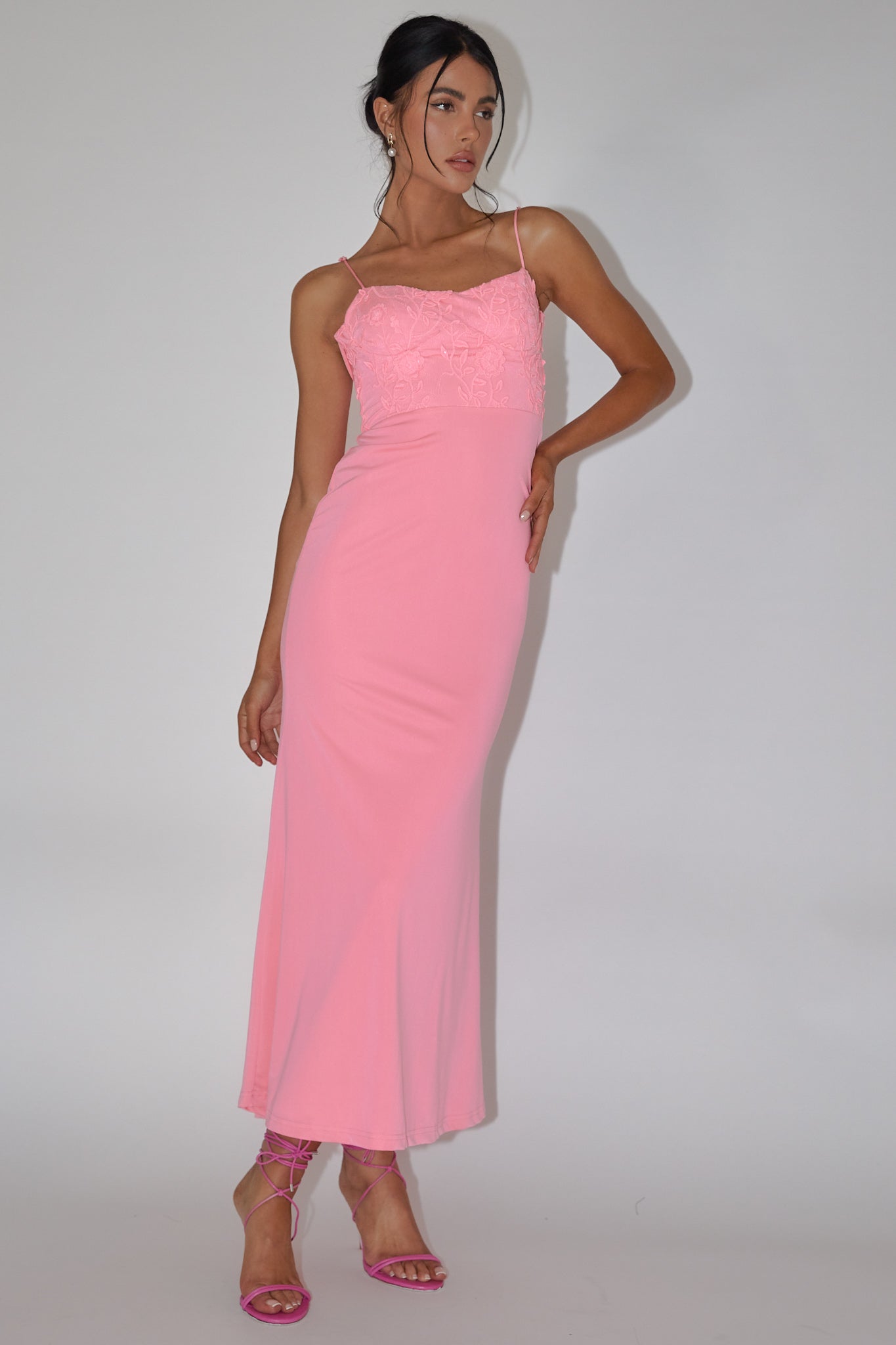 Likita Floral Applique Bodice Maxi Dress Pink by Selfie Leslie Australia