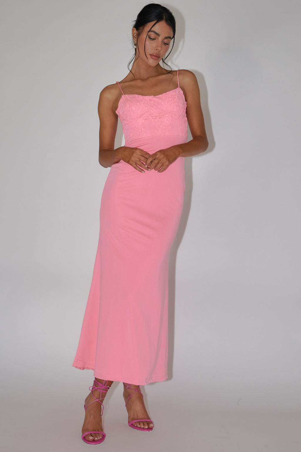 Likita Floral Applique Bodice Maxi Dress Pink by Selfie Leslie Australia