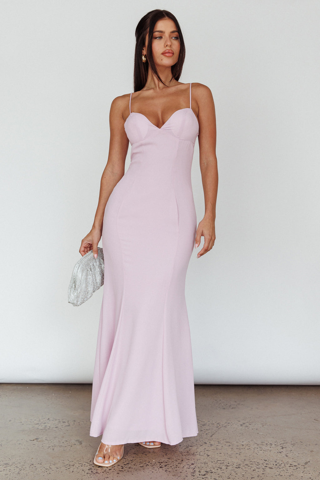 Dreaming Of Paris Bodycon Mermaid Maxi Dress Lilac by Selfie Leslie Australia