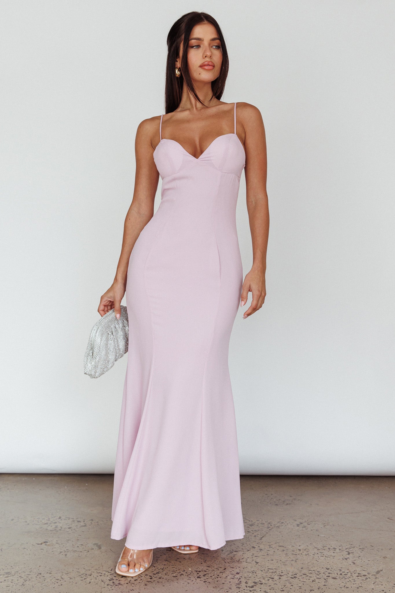 Dreaming Of Paris Bodycon Mermaid Maxi Dress Lilac by Selfie Leslie Australia