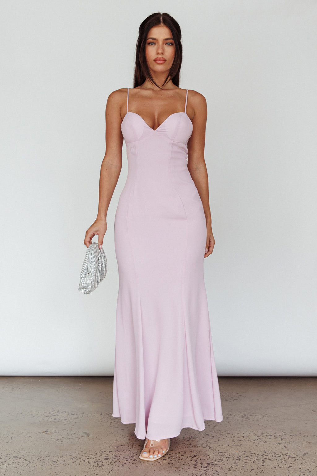 Dreaming Of Paris Bodycon Mermaid Maxi Dress Lilac by Selfie Leslie Australia