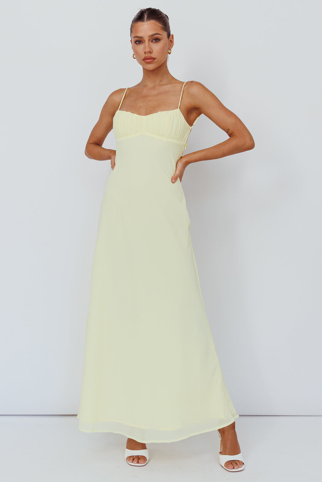 Nerida Twist Back Maxi Dress Lemon by Selfie Leslie Australia