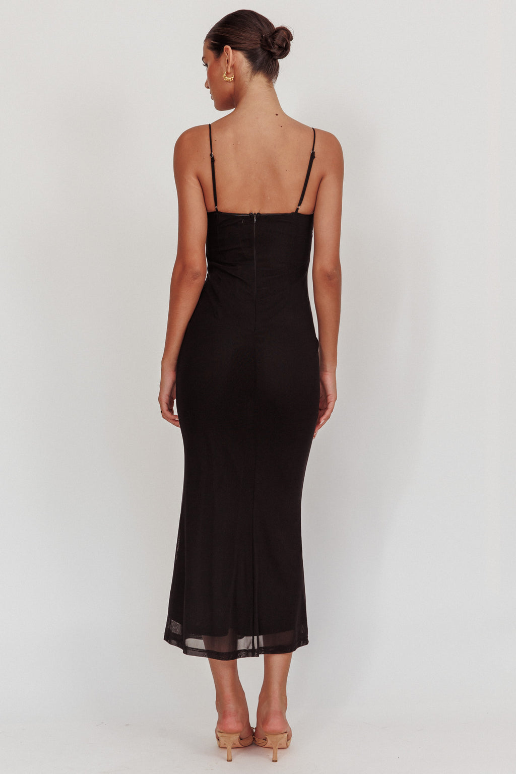 Nerida Bow Bust Mesh Maxi Dress Black by Selfie Leslie Australia