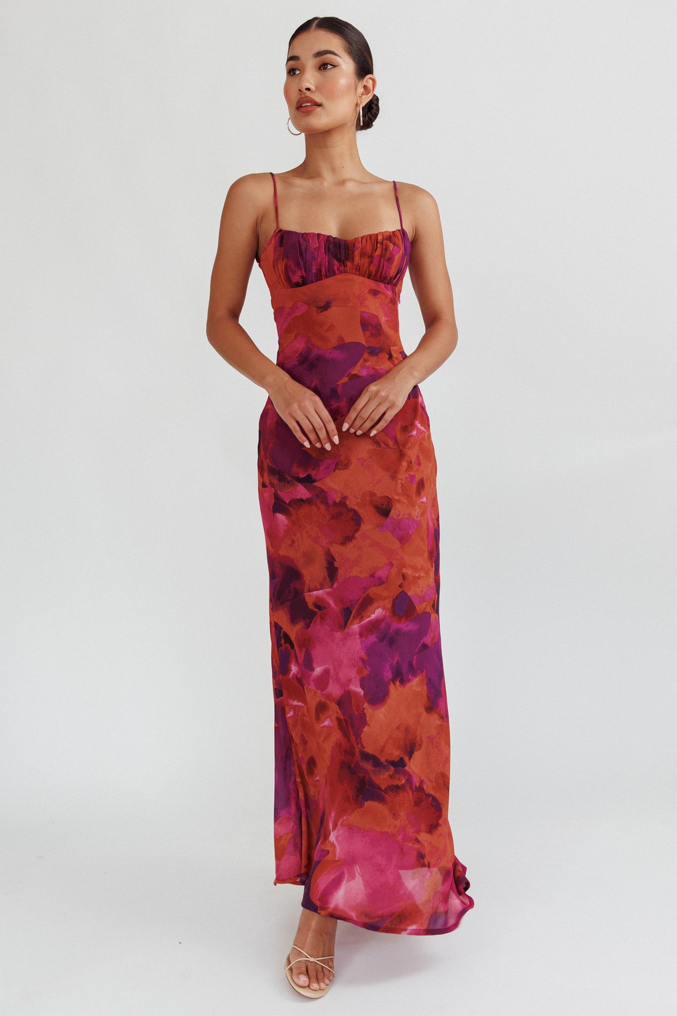 Nerida Low Back Twist Maxi Dress Dark Rose by Selfie Leslie Australia