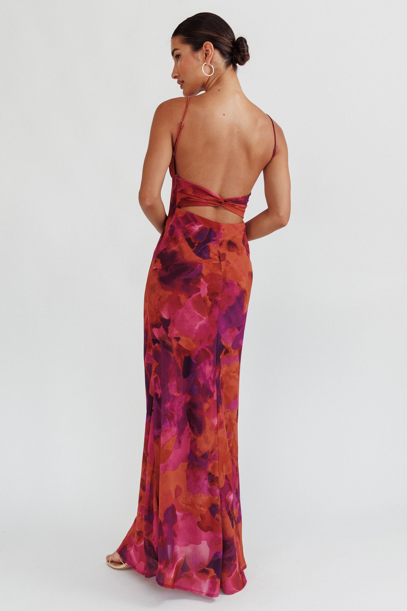 Nerida Low Back Twist Maxi Dress Dark Rose by Selfie Leslie Australia