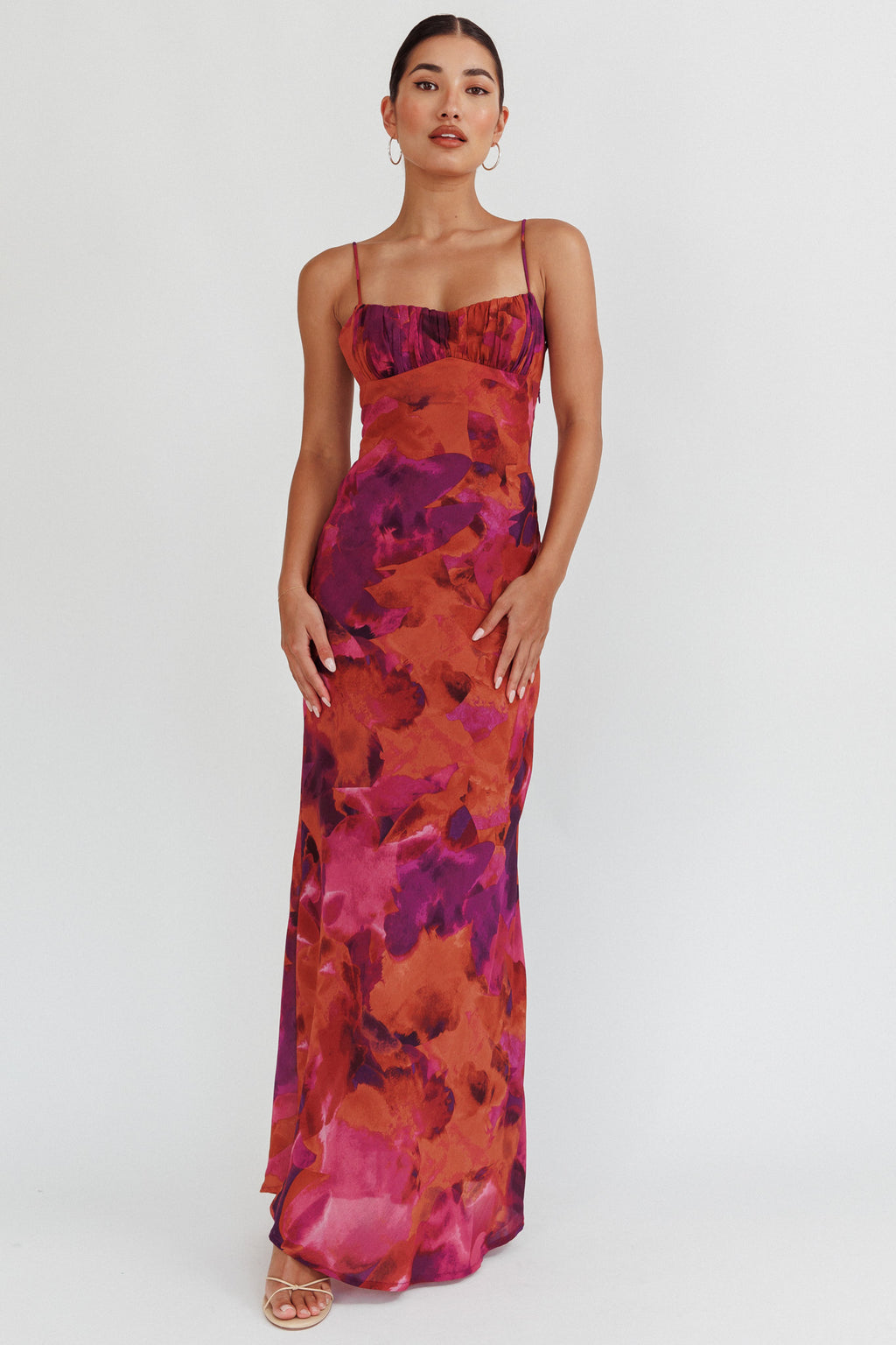 Nerida Low Back Twist Maxi Dress Dark Rose by Selfie Leslie Australia