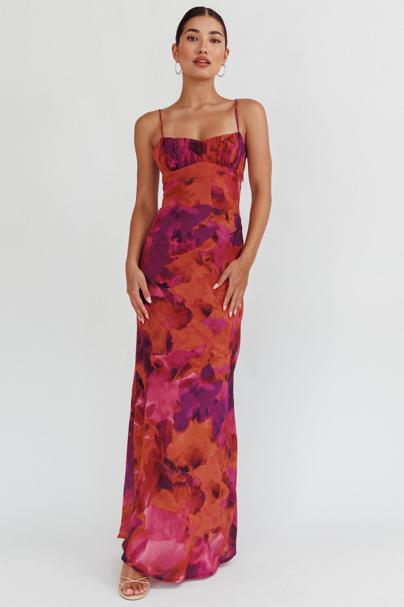 Nerida Low Back Twist Maxi Dress Dark Rose by Selfie Leslie Australia