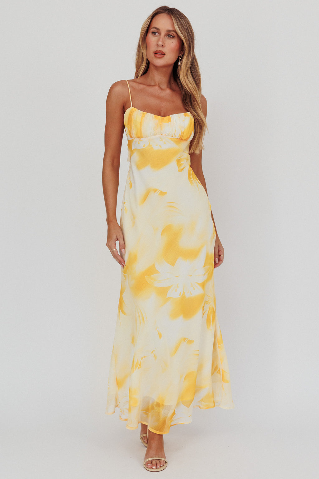 Nerida Low Back Twist Maxi Dress Lily Yellow by Selfie Leslie Australia