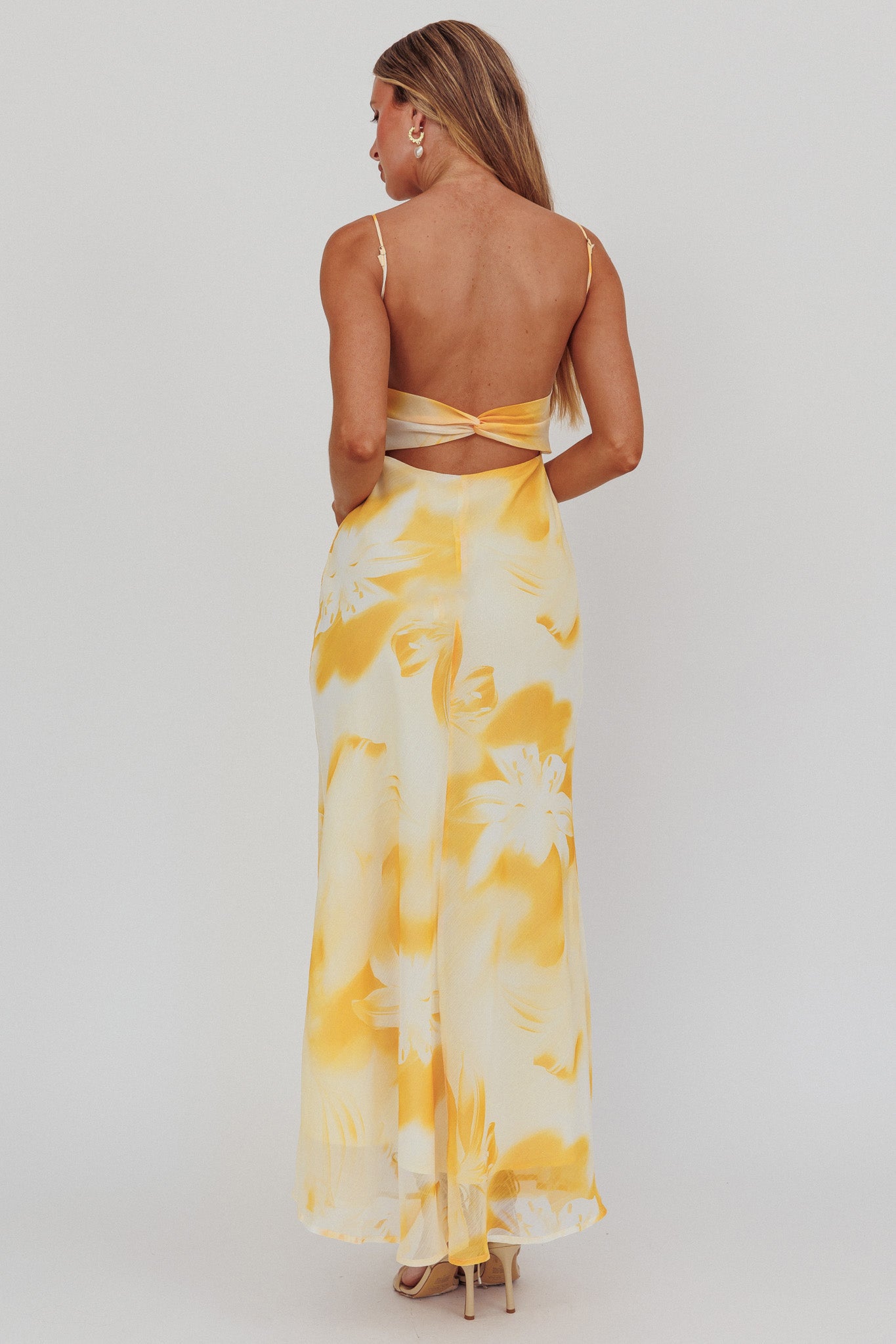 Nerida Low Back Twist Maxi Dress Lily Yellow by Selfie Leslie Australia