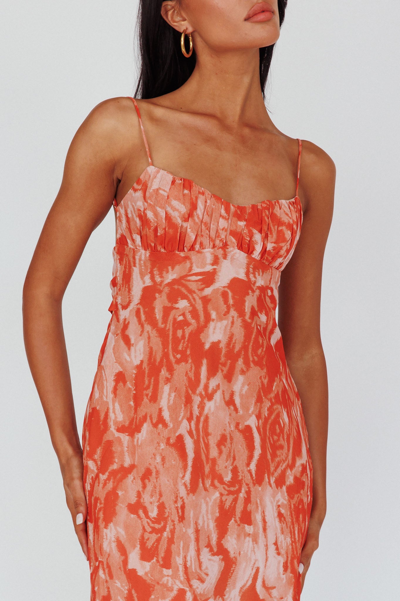 Nerida Twist Back Maxi Dress Swirl Orange by Selfie Leslie Australia