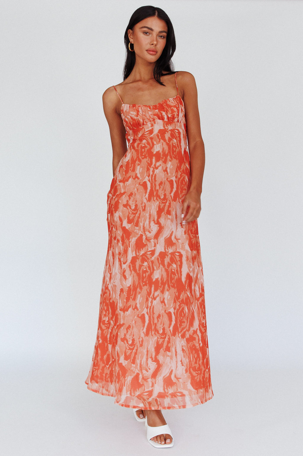 Nerida Twist Back Maxi Dress Swirl Orange by Selfie Leslie Australia
