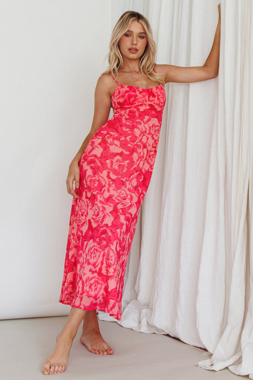 Nerida Twist Back Maxi Dress Swirl Pink by Selfie Leslie Australia
