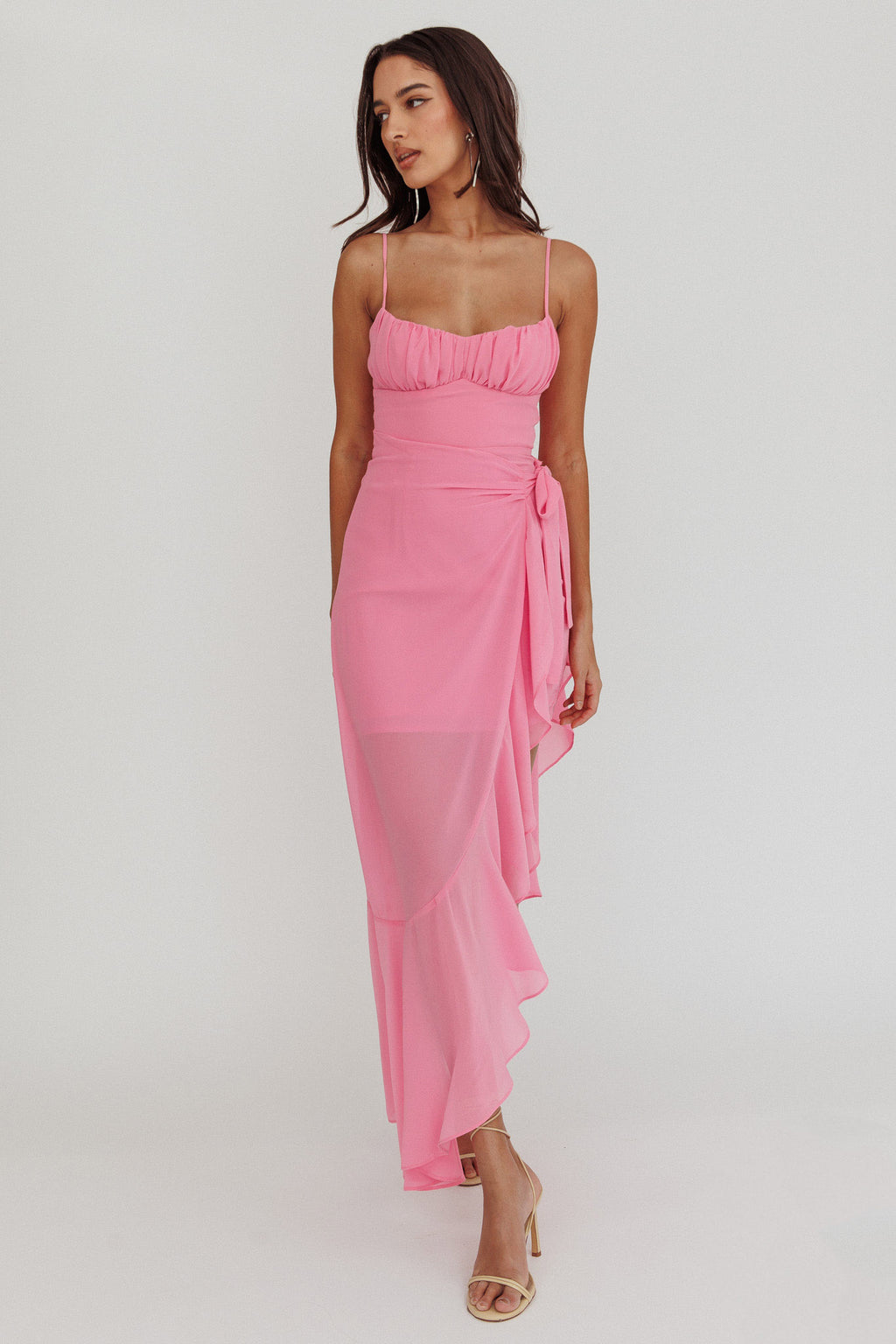 Nerida Waist Tie Asymmetric Dress Pink by Selfie Leslie Australia