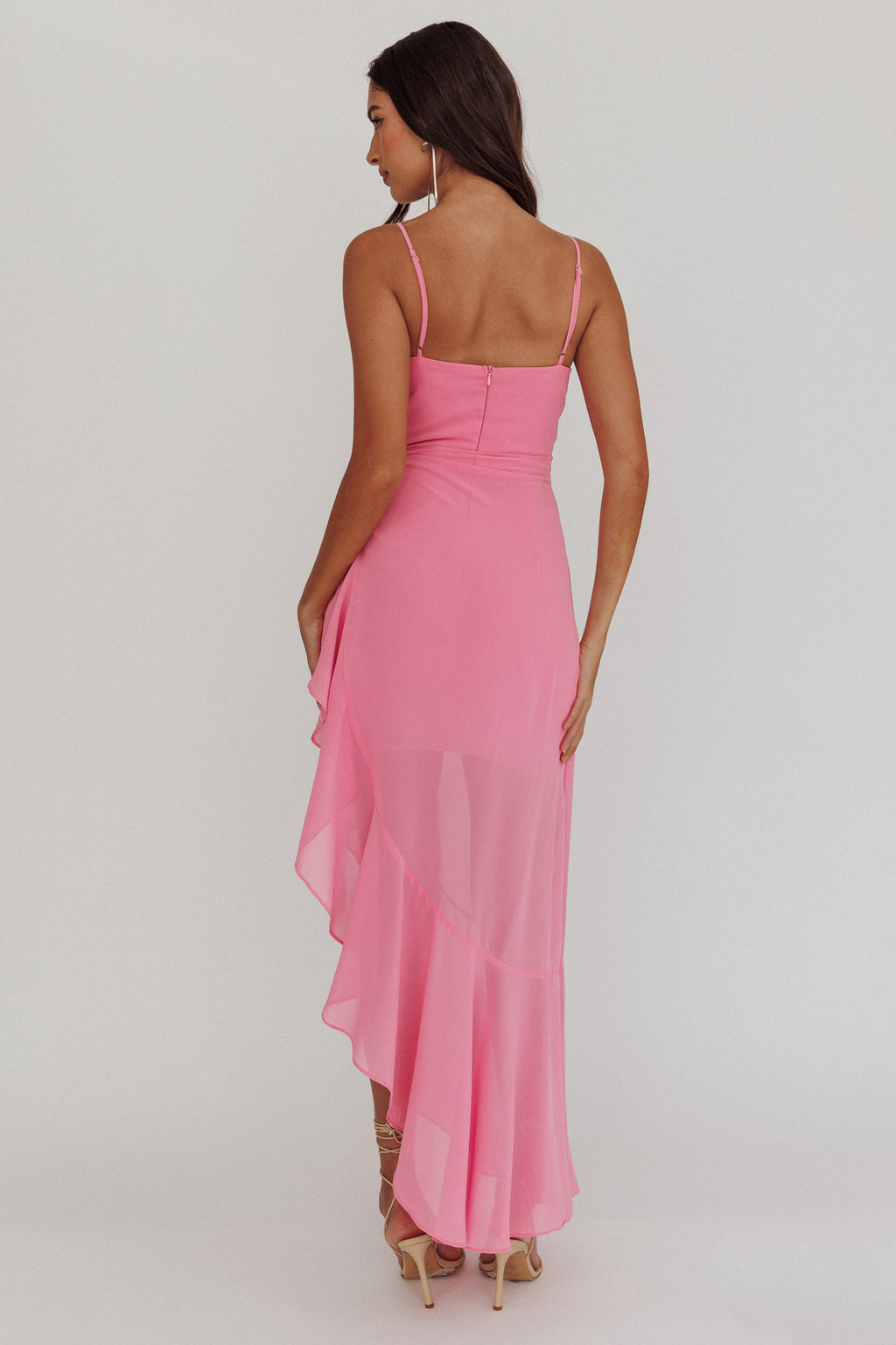 Nerida Waist Tie Asymmetric Dress Pink by Selfie Leslie Australia