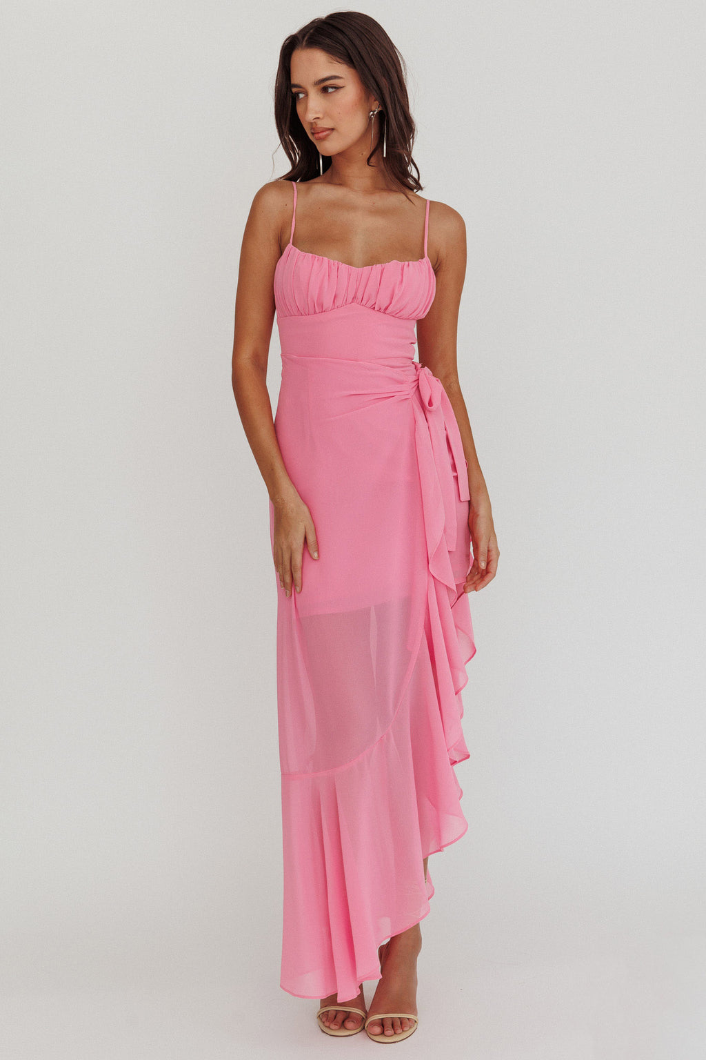 Nerida Waist Tie Asymmetric Dress Pink by Selfie Leslie Australia