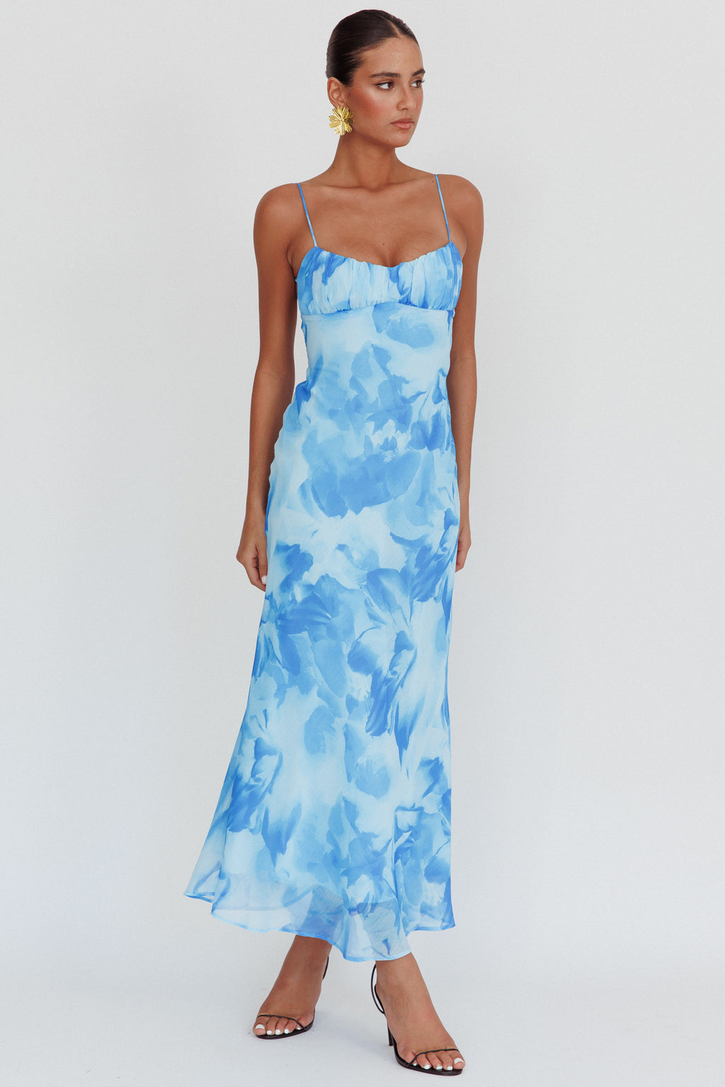 Nerida Low Back Twist Maxi Dress Blue by Selfie Leslie Australia