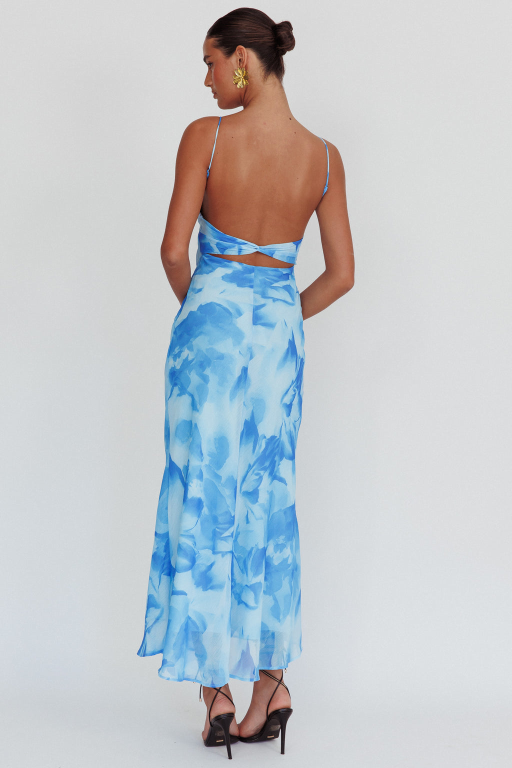 Nerida Low Back Twist Maxi Dress Blue by Selfie Leslie Australia