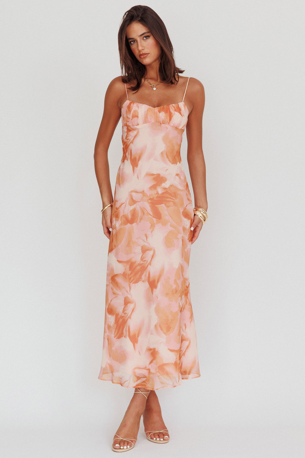 Nerida Low Back Twist Maxi Dress Orange by Selfie Leslie Australia