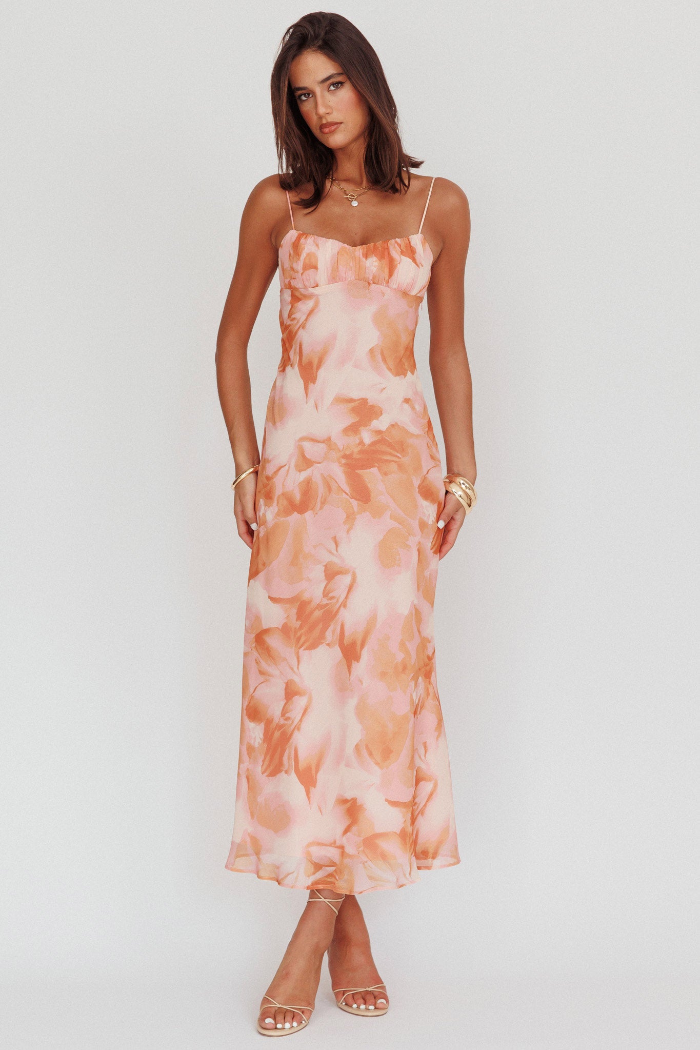 Nerida Low Back Twist Maxi Dress Orange by Selfie Leslie Australia