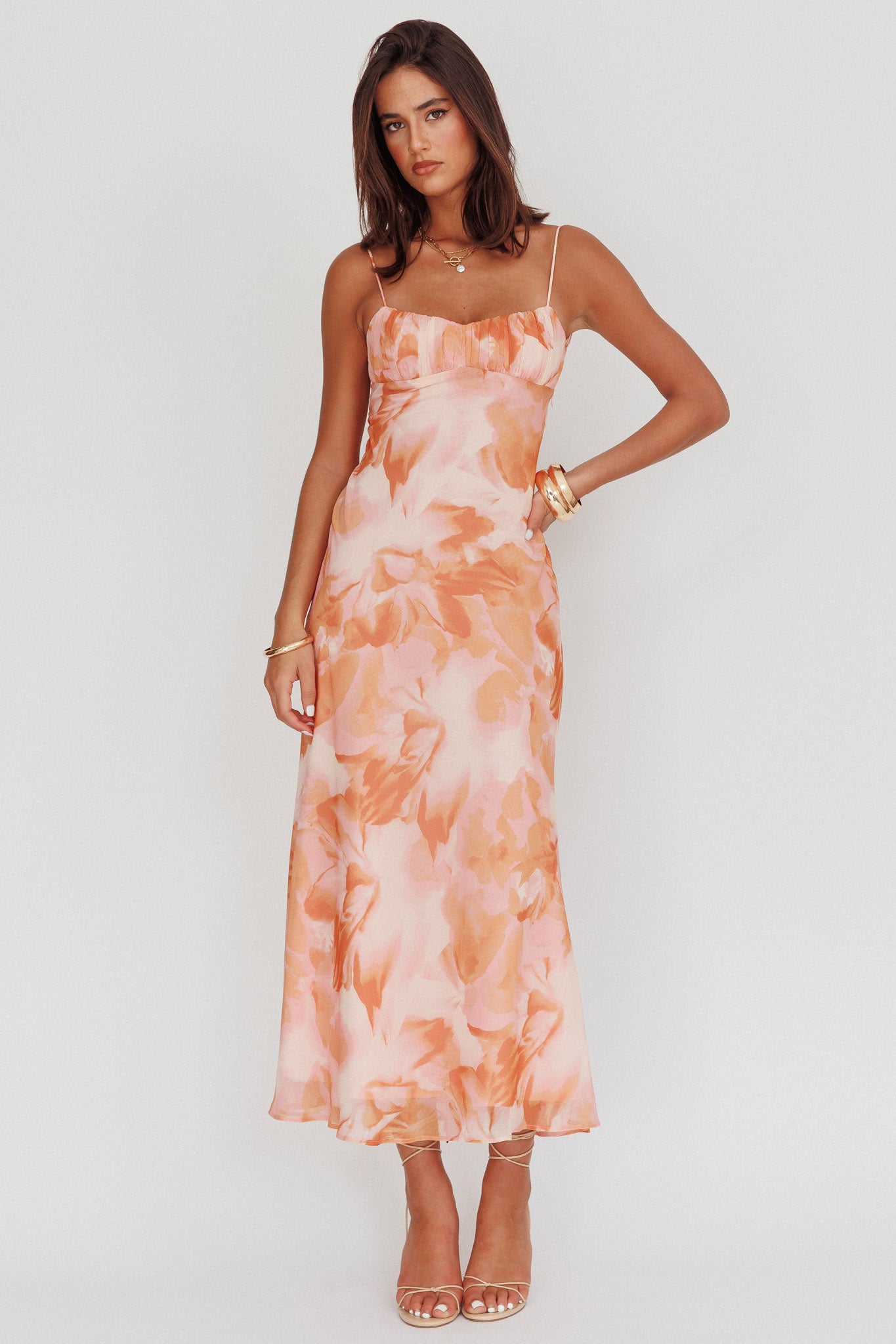 Nerida Low Back Twist Maxi Dress Orange by Selfie Leslie Australia