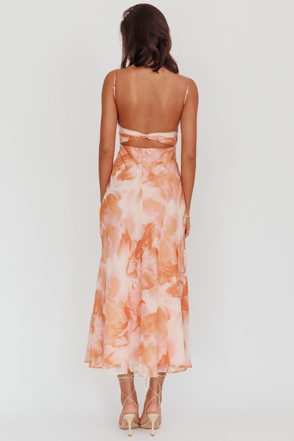 Nerida Low Back Twist Maxi Dress Orange by Selfie Leslie Australia