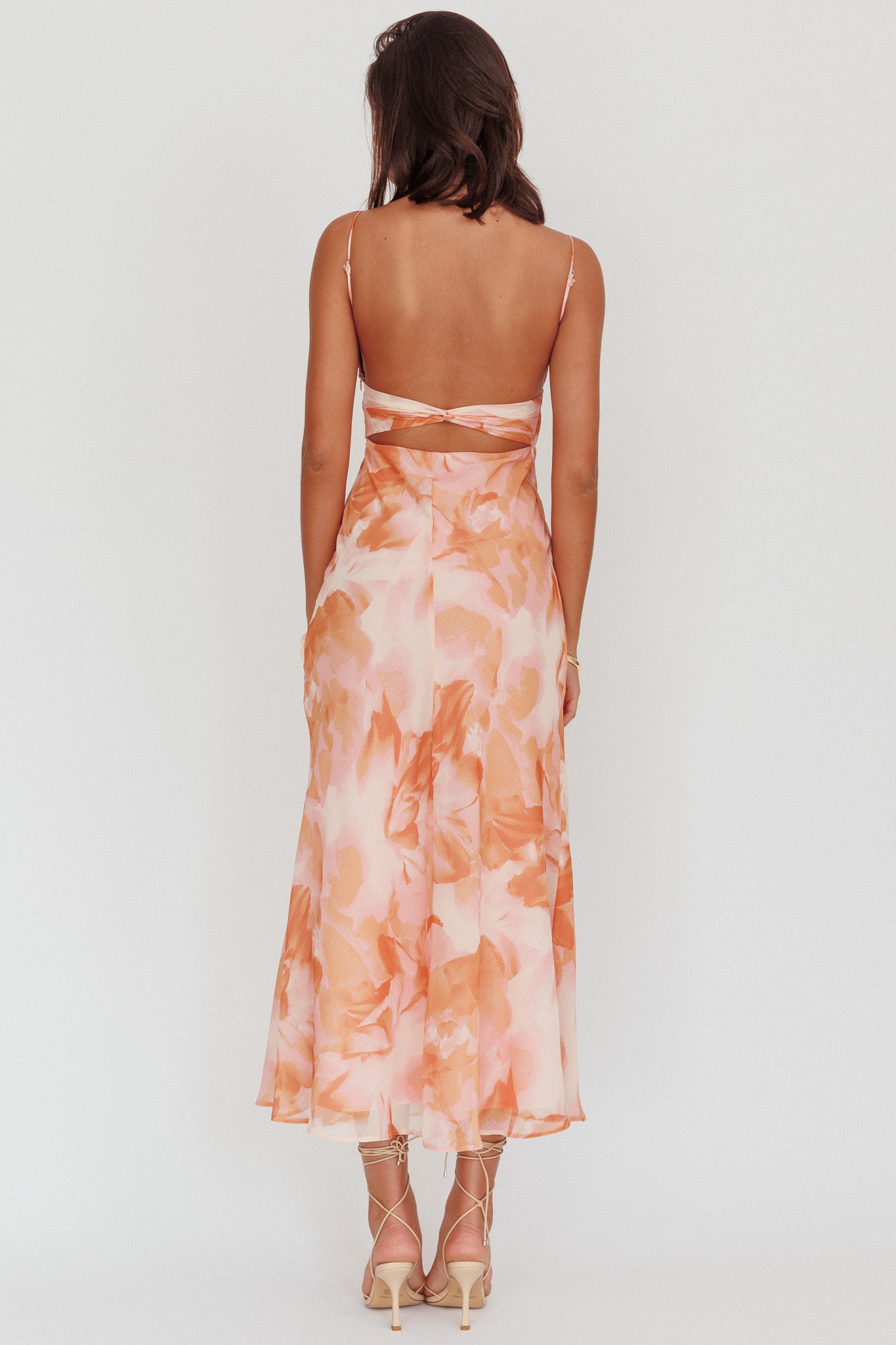 Nerida Low Back Twist Maxi Dress Orange by Selfie Leslie Australia