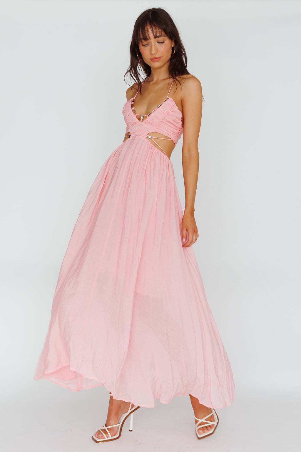 Tenyl Open Back Strappy Midi Dress Blush by Selfie Leslie Australia