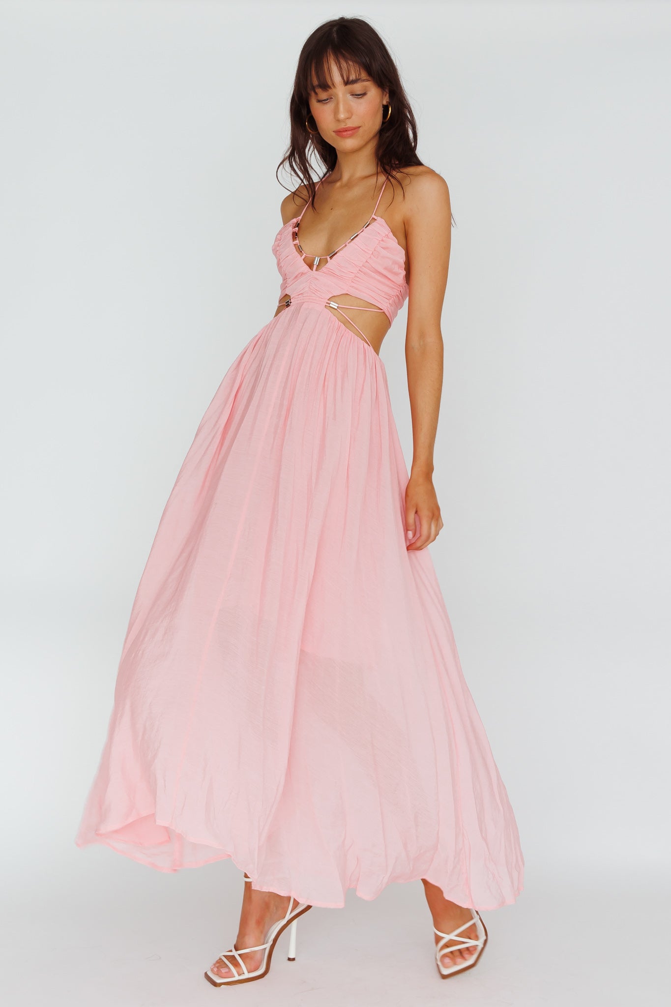 Tenyl Open Back Strappy Midi Dress Blush by Selfie Leslie Australia