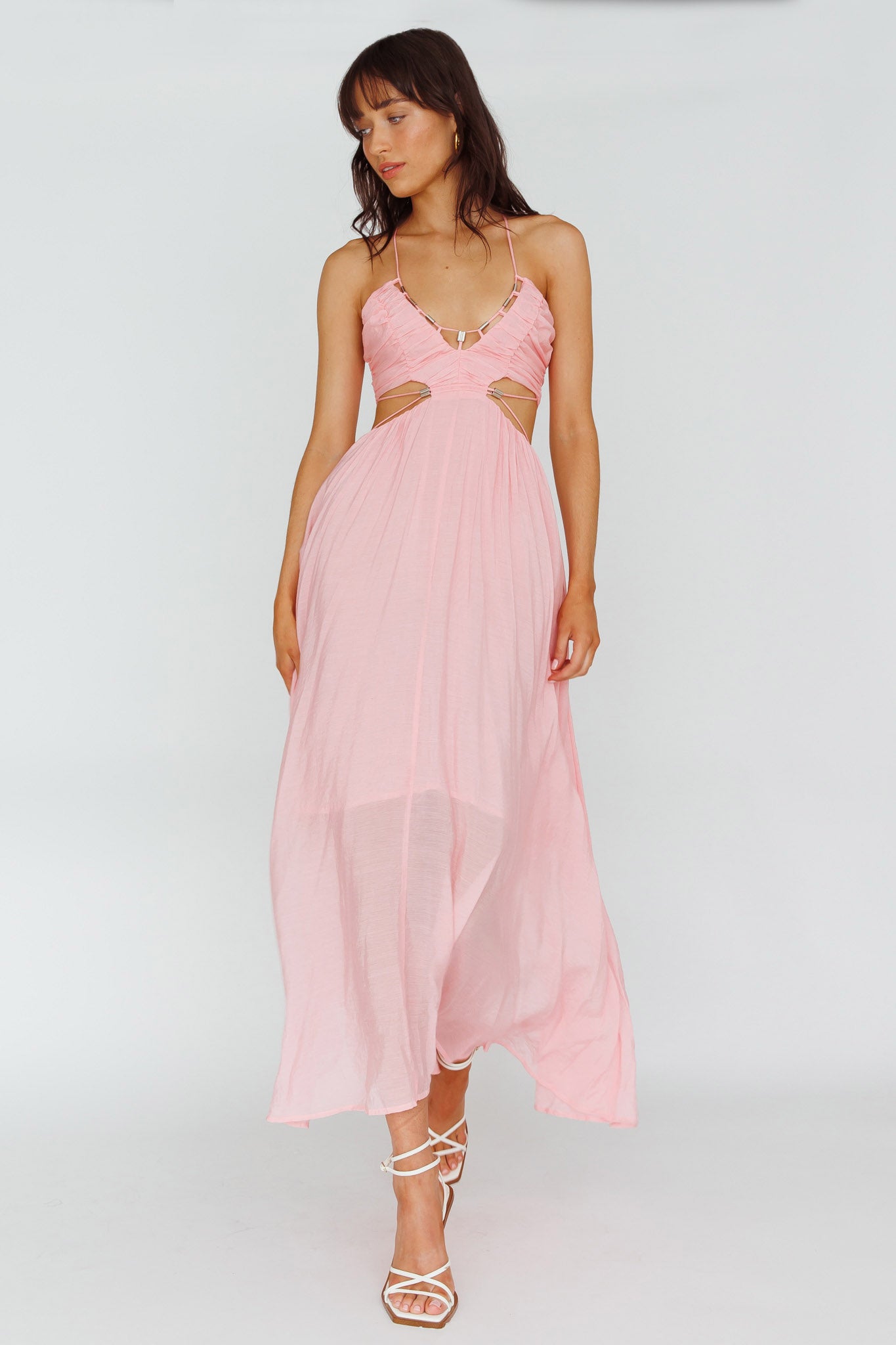Tenyl Open Back Strappy Midi Dress Blush by Selfie Leslie Australia